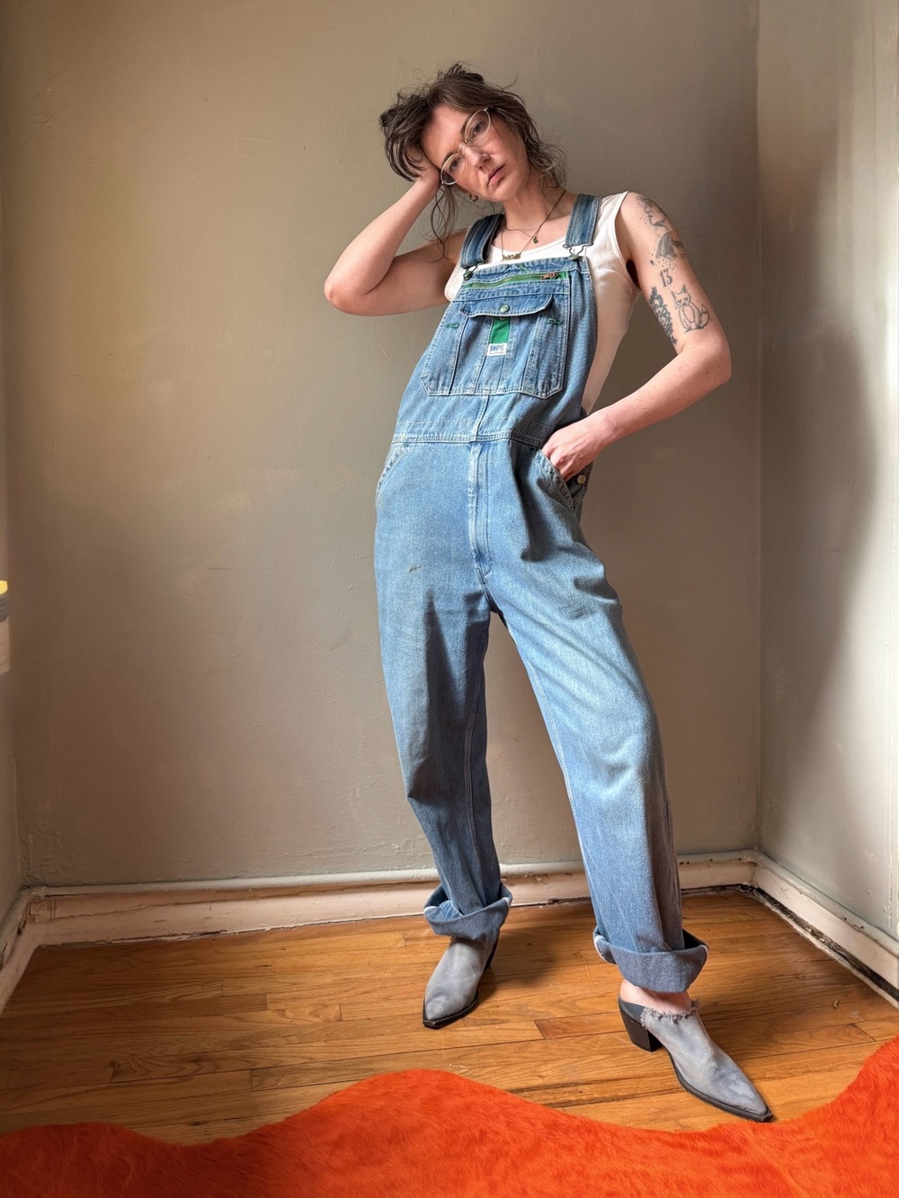 Vintage Y2K Liberty Denim Overalls | Carpenter Utility Jumpsuit Light Wash |W36"